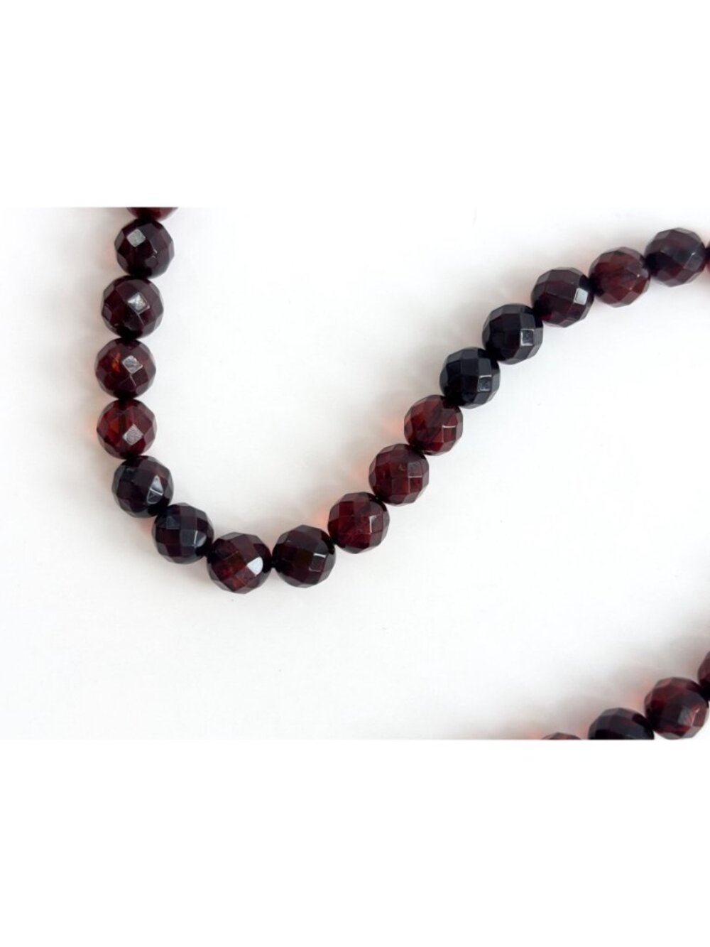 Round Faceted Round Amber Stone Vintage Art Deco Necklace - 17" - Picture 6 of 12